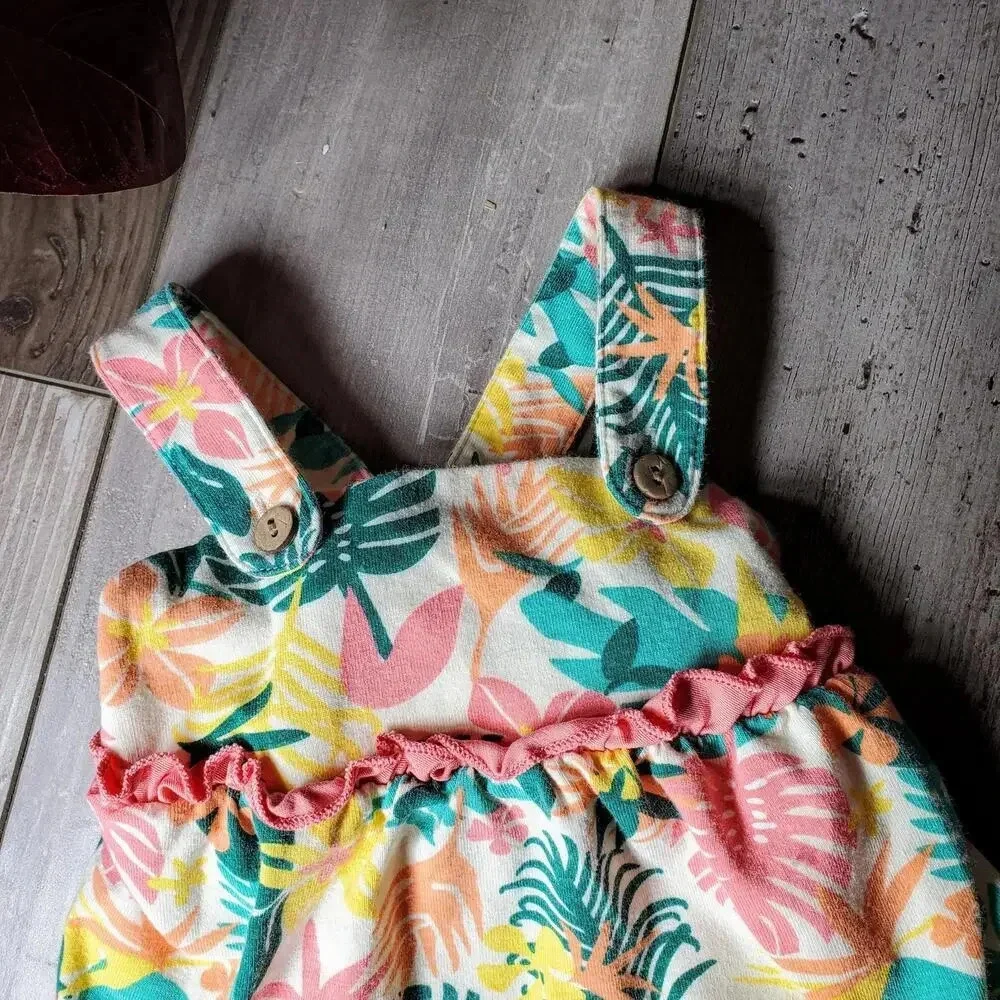 Bonnie Baby Baby Girl Floral Tropical Pastel Romper Outfit Size 0-3M
